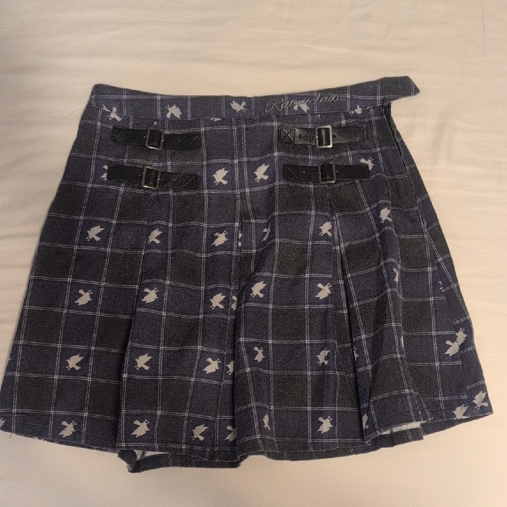 Ravenclaw Hot Topic akirt, Plaid Pleated Skirt with Buckle Accents